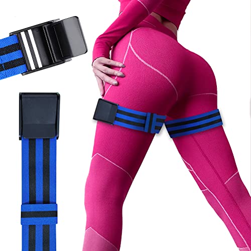 Booty Bands, Blood Flow Restriction Bands for Women/Men, Adjustable BFR Training Bands for Glutes & Hip Building, Occlusion Resistance Bands - color: Blue