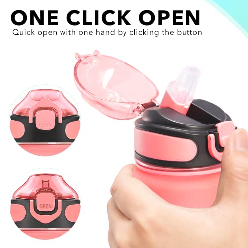 Enerbone 32 oz Drinking Water Bottle with Times to Drink and Straw, Motivational with Carrying Strap, Leakproof BPA & Toxic Free, Ensure You Drink Enough Water for Fitness Gym Outdoor - color: Pink-Blue