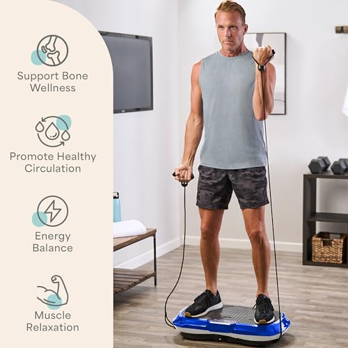 Lifepro Waver Vibration Plate Exercise Machine – High-Intensity Vibration Plate for Lymphatic Drainage – Full-Body Workout Vibrating Platform with Loop Bands – Fitness Equipment for Strength & Toning - color: Blue