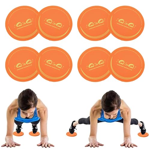 Exercise Core Sliders for Working Out, Dual Sided Sliding Discs Use on Hardwood Floors, Workout Glider Discs Abdominal & Total Body Gym Exercise Equipment for Home - color: 8Pcs Orange