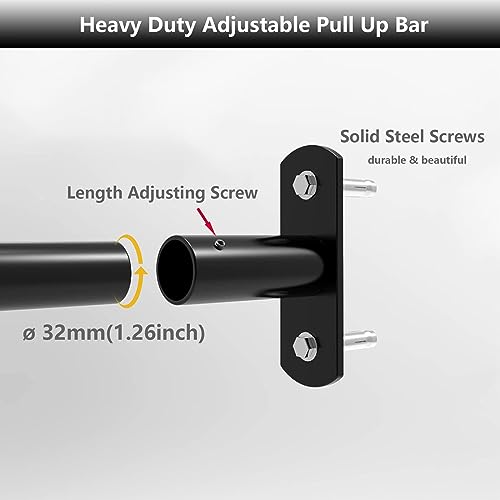 Heavy Duty Adjustable Width Pull Up Bar for Doorway, Steel Strength Training Pull-up Bars, Max 660lbs, Doorway Pull Up Bar Include 4pcs Steel 6 Angle Expansion Screw - size: 60 to 80cm(23.6 to 31.5inch)