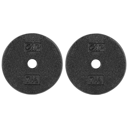 CAP Barbell Standard 1-Inch Cast Iron Weight Plates - Singles & Sets | 1.25-50 lbs | Multiple Options - color: Black, size: 7.5 lb - Set of 2