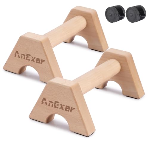 Push Up Stands, Handstand Parallettes Bars, Solid Wood Push Up Bars with Non-Slip Mat Push up Handles for Floor Exercise Home Workout Equipment for Men & Women Strength Training - color: Beech Wood-25cm