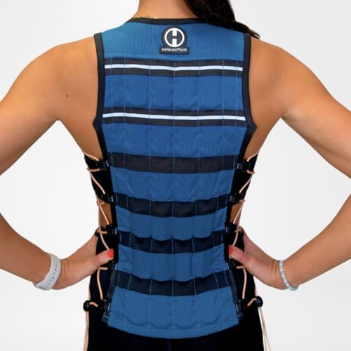 Hyperwear HyperVest ELITE Adjustable Weighted Vest for Women and Men — Thin Steel Weights, Stretch CORDURA Fabric — Weight Vest for Walking, Running, Strength Training - size: Small 10 Pounds Blue