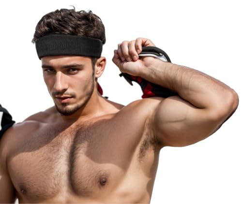 3 Pack Men & Women Sports Sweatbands Headbands - color: White,Black,Gray