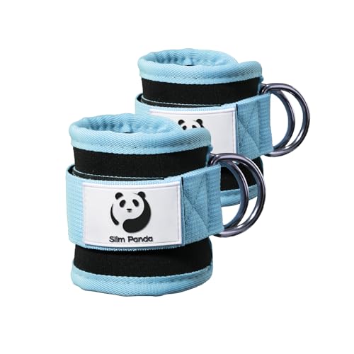 Slim Panda Ankle Strap for Cable Machine,Ankle Cuff for Kickbacks, Booty Hip Abductors,Glute Workouts, Leg Extensions, Curls for Men and Women, Adjustable with Double D-Rings - color: Cyan, style: Pair