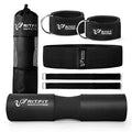 RitFit 7PCS Barbell Squat Pad Set, Hip Thrust & Lunges | Includes Resistance Band, 2 Safety Straps, 2 Gym Ankle Straps & Carry Bag, Upgraded Neck & Shoulder Protective Pad - color: Black