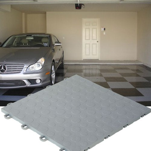 Interlocking Modular Garage Flooring Tile, Coin Top (30 Pack) (Gray) - color: Gray