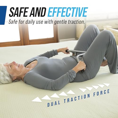 Lo-Bak TRAX by EZ-Bak Lumbar Spine Stretcher - Upper and Lower Back Stretcher for Herniated Disc & Sciatica Scoliosis - Portable Lumbar Traction Device for Spinal Decompression and Back Pain - color: Platinum