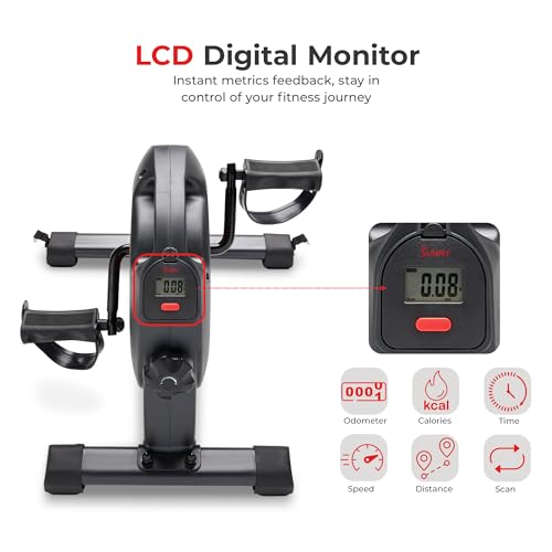 Sunny Health & Fitness Smart Under-Desk Bike Exerciser, Low-Impact Cardio Cycling Equipment for Home/Office, Mini Paddler for Arm/Leg Mobility Training, Free SunnyFit App - color: Dark Grey