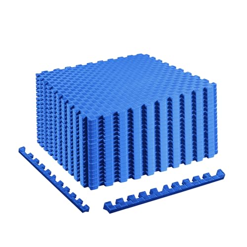 Elevon Puzzle Exercise Gym Flooring Mat, EVA Interlocking Foam Tiles Workout Mat for Home Gym, Fitness Equipment, MMA, Gymnastics, Shock-Absorbing Exercise Mat, Multi-Color - color: Blue, style: 1"Th, 18 Tiles (72 Sq Ft)