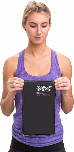 Chattanooga ColPac, Reusable Gel Ice Pack for Cold Therapy, 6.5" x 11" Half Size 2 Pack Bundle, Black Polyurethane, with a Lumintrail Drawstring Bag - color: Black, size: Half Size (2 Pack)