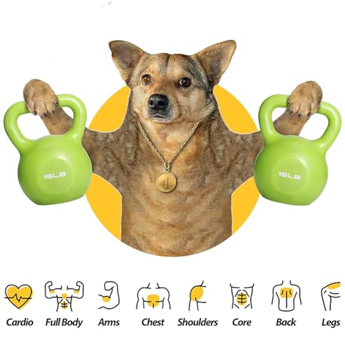 Vinyl Coated 4 Piece 5 lb, 10 lb, 15 lb, 20 lb Kettlebell Sets with Comfortable Flat Bottom Non-Slip Grip, Strength Training Kettlebells for Women & Men, Weight Sets for Full Body Workout & Exercise Fitness