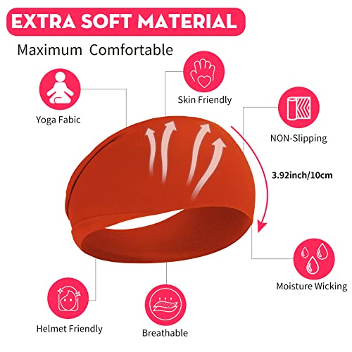 RITOPER Workout Wide Headbands for Women Non Slip, Super Soft Yoga Running Exercise Head Bands, Elastic Sweat Band Hair Bands for Women's Hair, Womens Solid Headband Hair Wrap - color: momao-12-solid