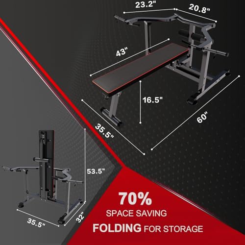 Chest Bench Press Machine, Home Gym Workout Bench Equipment with Independent Converging Arms, Adjustable Flat Incline Bench for Chest, AB Workouts, Shoulder
