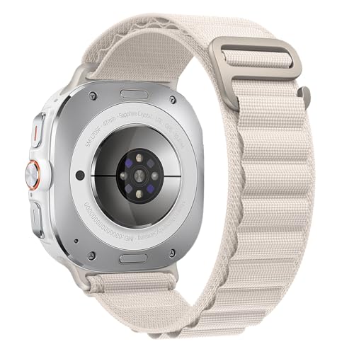 Trail Band for Samsung Galaxy Watch Ultra Bands 47mm Men/Women,Rugged Fabric Nylon Alpine Sport Loop Strap for Samsung Galaxy Watch 7 Ultra Band 47 mm 2024 Breathable Replacement Wristband - color: 02-Starlight