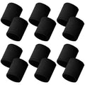 12 PCS Sweatbands Sports Wristband, Sweat Absorbent, for Basketball, Tennis, Football, Running - color: black