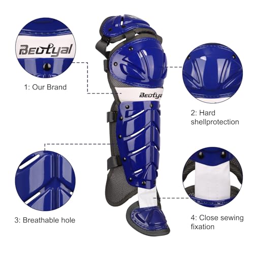 Baseball Softball Catcher Leg Guards Shin Guards for Youth Adult - size: 12"-Youth Blue