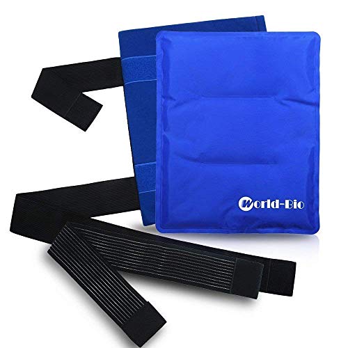 WORLD-BIO Large Ice Pack for Hip,Reusable Cold Compress Ice Pack with Cover | Large Size 11 X 14 Inches, Wearable Design Hands Free Use,Adjustable Straps Custom Fit, Long Lasting Cold Relaxing - size: 11x14 Inch (Pack of 1)