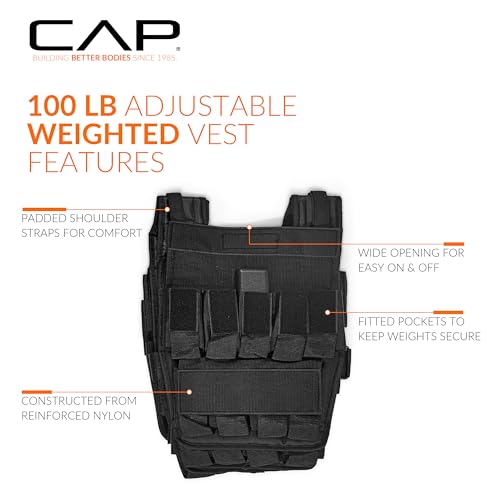CAP Adjustable Weighted Vest 20–150 lbs for Strength Training, Running & Workouts, Weight Vest for Men & Women, Fitness Training Vest - style: 100lbs