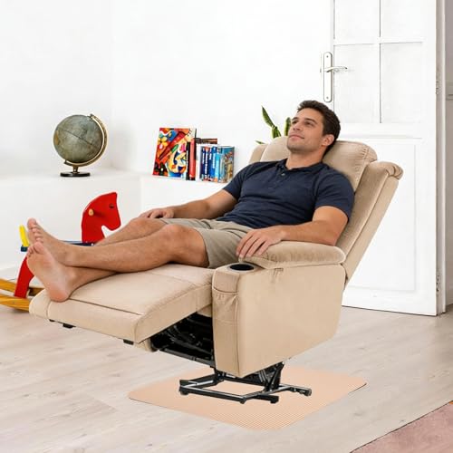 Recliner Pads for Hardwood Floors, Recliner Floor Protectors Furniture Pads to Keep from Sliding Under Swivel Chairs Rubber Non Slip Recliner Mats for Hardwood Floors - size: Sq-Camel-30"x30"