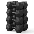Hex Dumbbell Set 60-650lb, Weights Set Rubber Encased, Home Gym | PAPABABE Complete & Durable Cast Iron Core Odorless PVC Antiroll Hex Shape Ergonomic Chrome Handle Versatile Home Gym - size: 650 lb Set (Pair of 70, 75, 85, 95), style: Chrome Grip