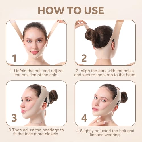 Face Strap Face Lift Belt, Comfortable VShaped Bandage Face Lift Band Face Outline Lifting Facial (Skin Color) - color: Skin Color