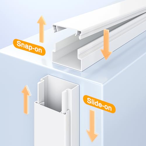 Delamu Cord Hider, 315in Wire Covers for 2-3 Cords on Wall, Premium Cable Hider Cord Covers for Wires on Wall, Cable Management Wire Hiders for TV, Cable Raceway Kit, L15.7X W0.95x H0.55in, White - color: White, size: 315in L x 0.95in W x 0.55in H
