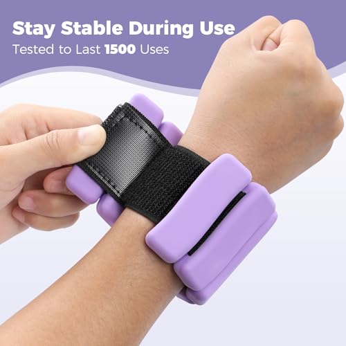 Sportneer Wrist & Ankle Weights for Women & Men Set of 2 (1LB/2LB Each) - Soft Silicone Arm & Leg Weights for Pilates, Yoga, Walking, Barre, Home Workout, Water Aerobics - color: Aura Lavender, size: 2 Lb Pair (1 Lb Each)