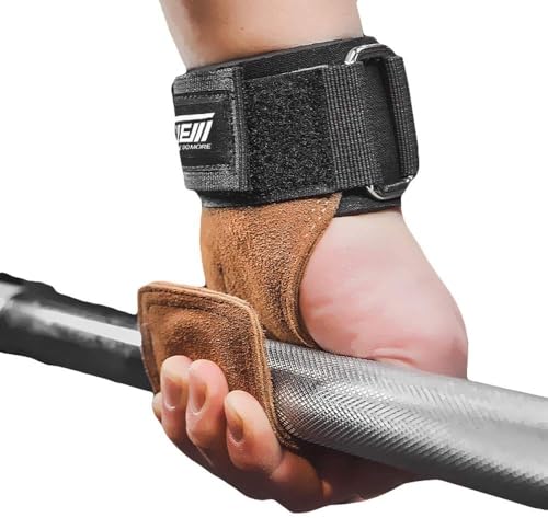 TAVIEW Wrist Straps for Weightlifting for Maximum Grip Support - Lifting Deadlift Strap & Weight Lifting Grips Gloves for Working Out Pull Up Deadlifting & Shrugs - color: brown