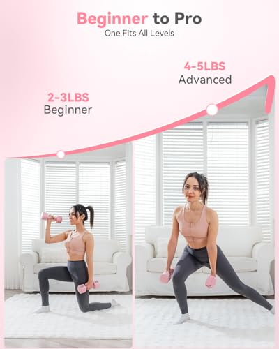 2-in-1 Adjustable Dumbbell & Kettlebell Set for Women (1.1-12.1 lbs), Quick-Change Free Weights for Home Gym, Pilates & Full Body Workout - color: Pink, style: Pair