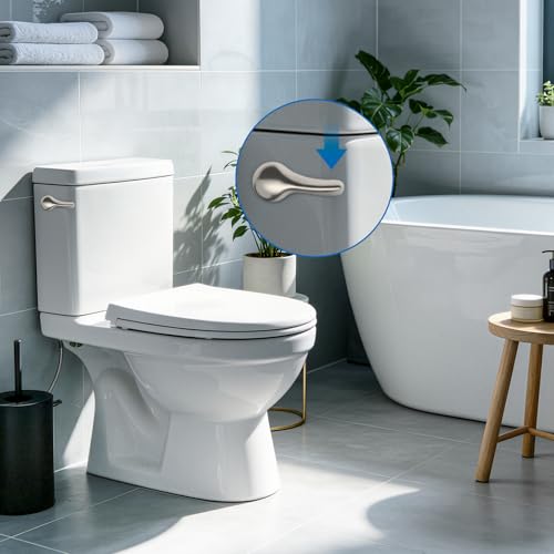 Hibbent Metal Side Mount Toilet Handle Replacement Kit, Brushed Nickel | Upgraded Metal Flush Lever, Universal Toilet Flush Handle Fit Side Tanks, Stainless Steel Flapper Chains, 4 Adjustable Holes - color: Brushed Nickel, style: Classic Side Mount