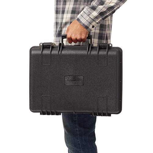 Amazon Basics Portable Hard Camera Case for DSLR Equipment, Customizable Fit, Protective Water Resistant, Medium, Black, 18"L x 14"W x 6"H - size: Medium