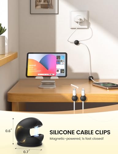 Lamicall 12Pack Magnetic Cord Organizer, Desk Desktop Dorm Organizer Decor Accessories, Silicone Mini Cable Management Clips for Phone Charger Cable, Cord Holder for Nightstand Home Office - size: 12Pack - Silicone Magnetic