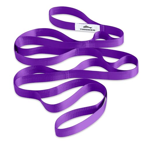 Trideer Non-Elastic Stretching Strap with Loops for Physical Therapy & Rehab, Knee Hip Leg ROM Post-Surgery, Yoga Strap for Stretching, Leg Lifter Strap Mobility Aid, Hamstring Calf Back - color: Purple