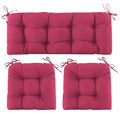 Wicker Chair Cushions of 3 Pieces, Waterproof Cushions for Patio Furniture, Tufted Wicker Outdoor Furniture Cushions, 1 Patio Loveseat Cushion and 2 U-Shaped Cushions, 44"x19"x5", Burgundy - color: Burgundy