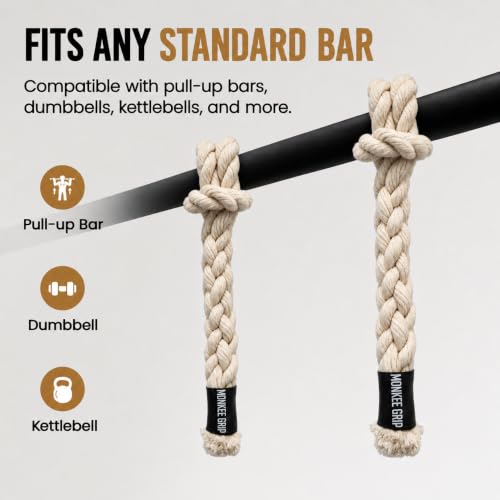 Rope Grips Cotton Black (Pair) Pull-up, Grip Strength, - color: Level 2: Natural