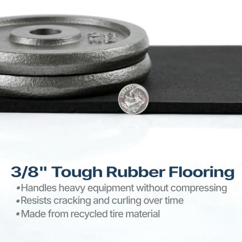 Flooring Inc's 1/4" Thick Tough Rubber Flooring Roll | Flexible Recycled Rubber Floor Mats for Home Gym | Heavy Duty Rubber Mat for Home Gyms, Sheds, Horse Stall Mat or Trailer - color: Black, size: 120"L x 48"W x 0.4"Th