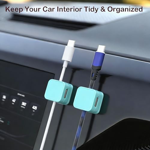 10 Pack Cord Organizer, Magnetic Cable Management, Cord Holder for Desk, Adhesive Cable Clips Wire Keeper for Nightstand, Home, Office, Desktop, Car, Wall (Multicolored) - color: Multicolored
