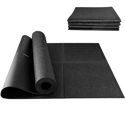 CIIHI Foldable Rubber Treadmill Mat - Walking Pad Mats for Home Fitness - Bike Gym Mat in High Resilience, Floor Protector with Non-Slip Texture, Easy to Clean