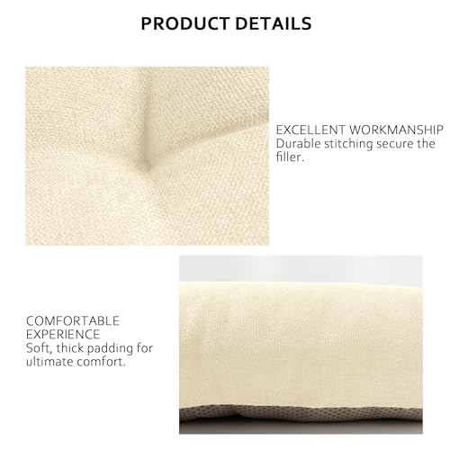 ELFJOY Non Slip Tufted Bench Cushion for Indoor Furniture 34"x16" Beige | 3.5" Thick, Soft and Breathable Fabric, Skin-Friendly, for Dining Entryway Window Storage Bench, Comfort for Long Sitting - color: Beige