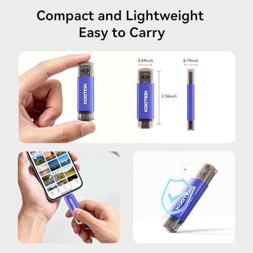 KOOTION 10-Pack 16GB Type C + USB A Portable 2.0 Flash Drive | 2-in-1 USB C Thumb Drive, Double-Head Protective Cover Design Compatible with Android Smartphone/Tablet/PC - color: Blue 10pack, size: 16GB 2.0