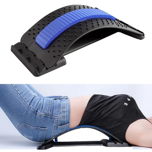 HONGJING Back Stretcher, Back Cracker for Back Pain Relief Lumbar Traction Spine Deck with Acupressure Massage, Great for Herniated Disc, Sciatica, Scoliosis - color: Blue
