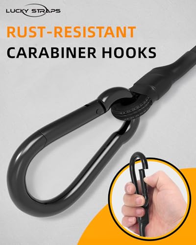 6 Inch Short Small Bungee Cords with Carabiner Hooks, 8 Pcs Black Mini UV Resistant Bungee Straps with Superior Elasticity Thai Latex, Great for Cargo, Bike, Kayak Boat, Luggage, etc - size: 6", style: Black