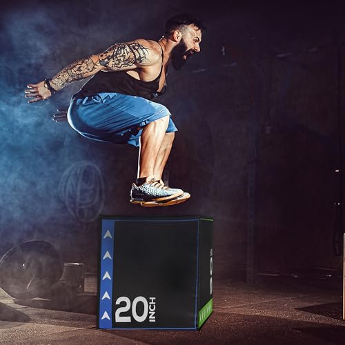 BalanceFrom 3-in-1 Foam Plyometric Jump Box for Home Gym with Multiple Height Options – Versatile Plyo with Non-Slip Surface for Strength, HIIT, Step-Ups, and Agility Training - color: Multi-Color, style: 20 x 24 x 30 inch (60lbs)