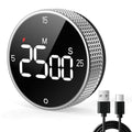 USB Rechargeable Magnetic Kitchen Timer for Cooking, Building 800mAh Battery Large Display Digital Countdown Timer, 3 Preset 5/15/25 Mins Loud Alarm for Baking Grilling Studying - Silver - color: Silver