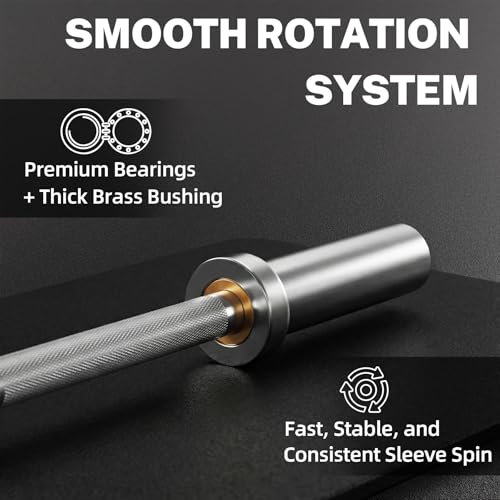 Olympic Barbell Bar Series, 2 Inch Weightlifting Bars, 4FT 6FT 7FT Straight & EZ Curl Options, 190K PSI Steel, Diamond Knurling, Smooth Rotation for Home & Gym Strength Training - color: 7FT