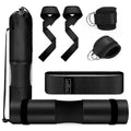 Gym Barbell Pad Set: 7 PCS Gym Equipment Accessories | Hip Thrusts Pad for Squats Ankle Strap for Cable Machine Hip Resistance Band Weight Lifting Strap and Carry Bag - color: Pink