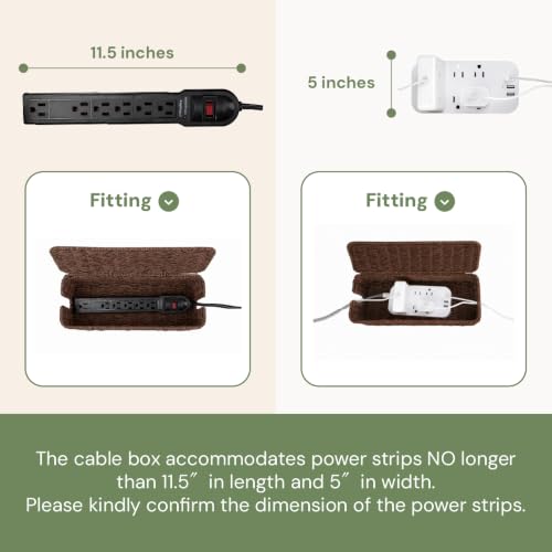 Cable Management Box, Handmade Rattan Cable Organizer with 2 Open Slots, Cord Hider for Power Strip, Router & USB Hub, Registered U.S. Design Patent (D1,112,102), 13" x 5.1" x 5.1", Brown - color: Brown, style: Rectangle