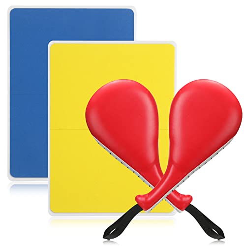 Lenwen 4 Pcs Taekwondo Training Set, 2 Rebreakable Taekwondo Breaking Boards & 2 Kick Pads for Martial Arts Training Karate Equipment Punching Target Youth Beginners - color: Red-Yellow-Blue, size: 0.24'',0.31''